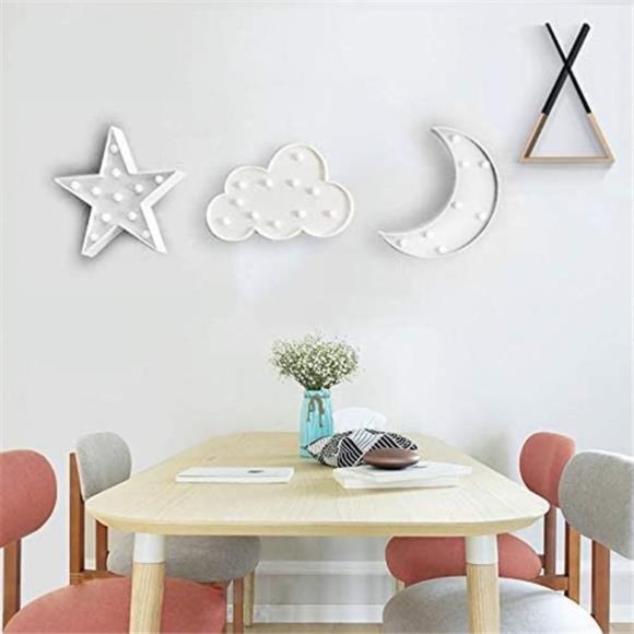 3 PCS 3D Crescent Moon Light Cloud Led Star Lamp, Night Lights Room Decor - Picture 8 of 14